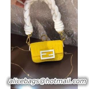 Buy Fashionable Fendi mini BAGUETTE cotton bag F6550 yellow