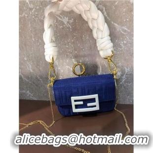 Top Quality Fendi mini BAGUETTE cotton bag F6550 blue