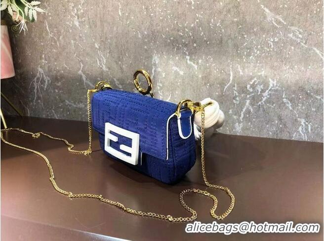 Top Quality Fendi mini BAGUETTE cotton bag F6550 blue