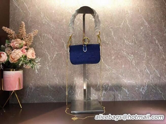 Top Quality Fendi mini BAGUETTE cotton bag F6550 blue