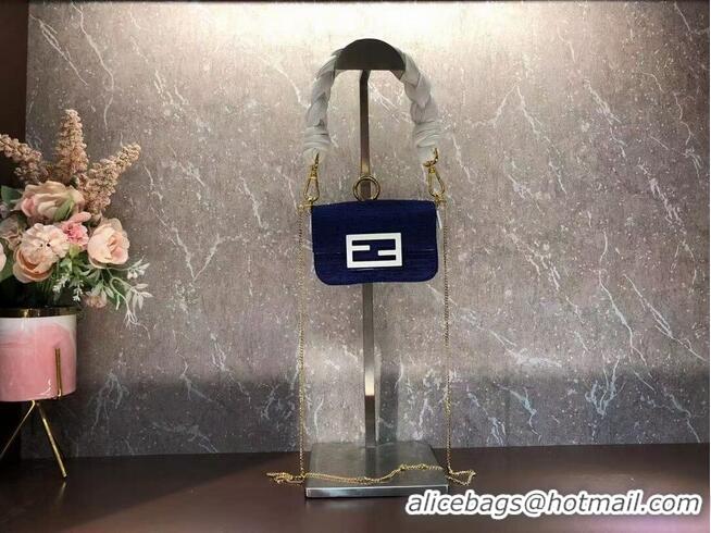 Top Quality Fendi mini BAGUETTE cotton bag F6550 blue