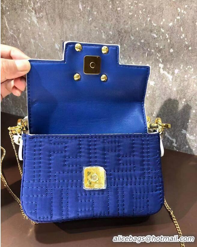 Top Quality Fendi mini BAGUETTE cotton bag F6550 blue