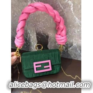 Top Quality Fendi mini BAGUETTE cotton bag F6550 green