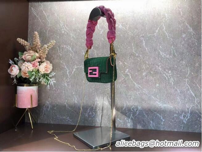 Top Quality Fendi mini BAGUETTE cotton bag F6550 green