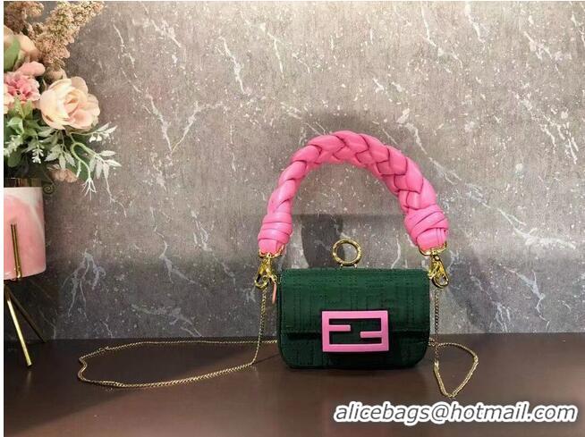 Top Quality Fendi mini BAGUETTE cotton bag F6550 green