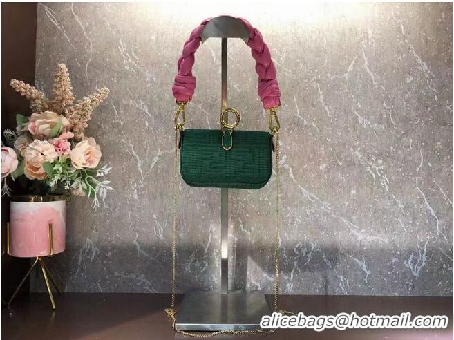 Top Quality Fendi mini BAGUETTE cotton bag F6550 green