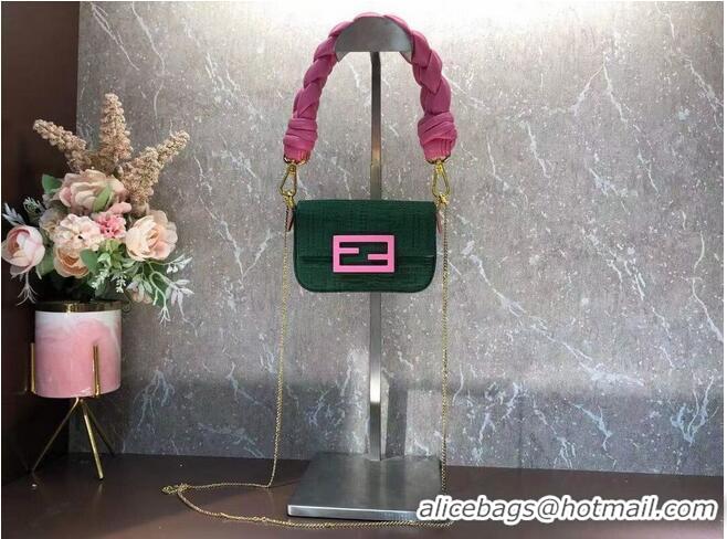 Top Quality Fendi mini BAGUETTE cotton bag F6550 green