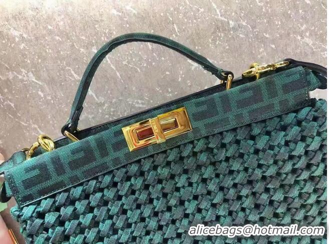 Shop Cheapest Fendi PEEKABOO X-LITE LARGE green cotton bag 8BN304A