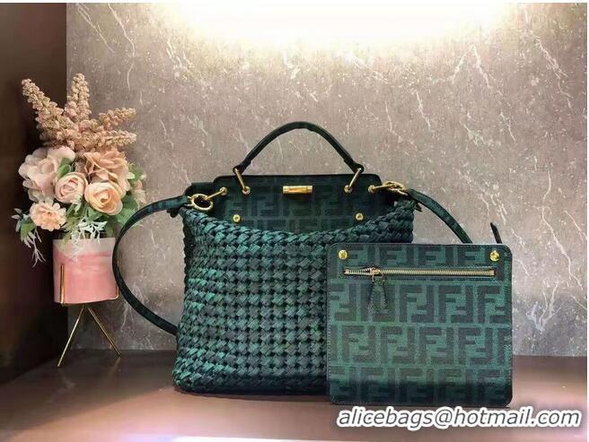 Shop Cheapest Fendi PEEKABOO X-LITE LARGE green cotton bag 8BN304A