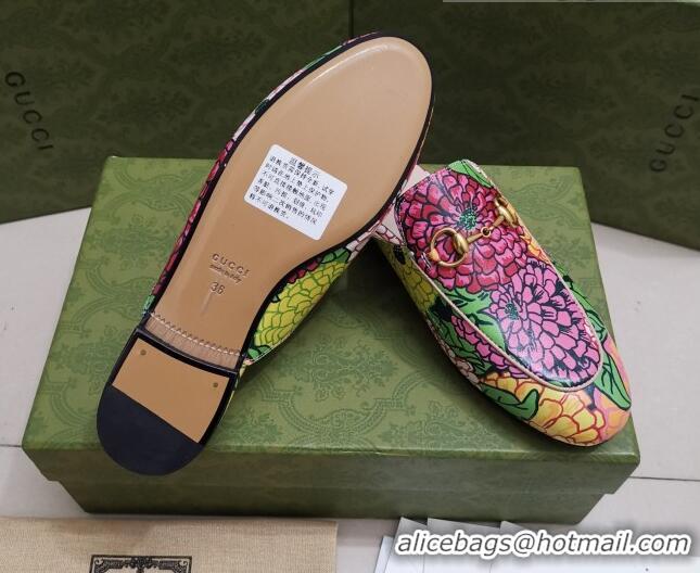 Comfortable Gucci Flora Print Princetown Slipper 043047 Pink 2021