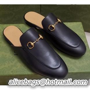 Low Price Gucci Leather Princetown Slipper with Horsebit 043049 Black 2021