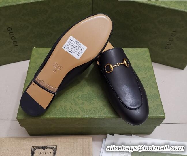 Low Price Gucci Leather Princetown Slipper with Horsebit 043049 Black 2021