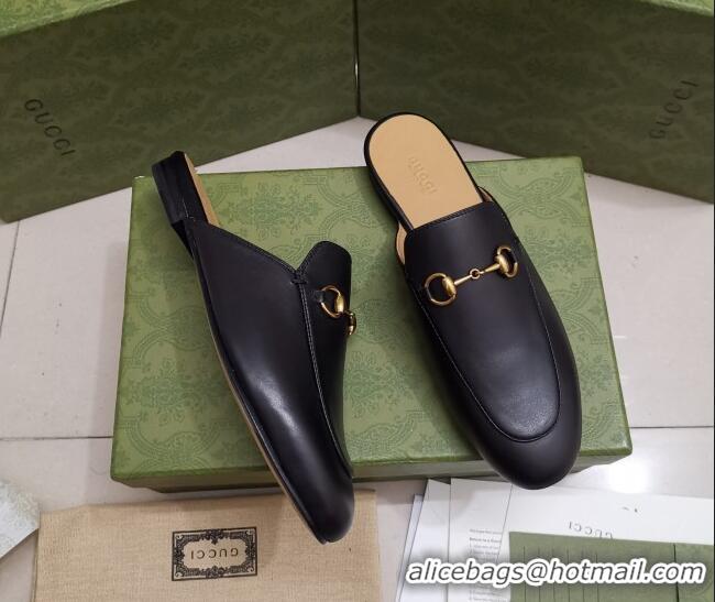 Low Price Gucci Leather Princetown Slipper with Horsebit 043049 Black 2021