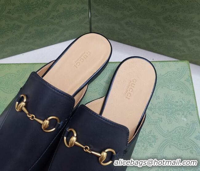 Low Price Gucci Leather Princetown Slipper with Horsebit 043049 Black 2021