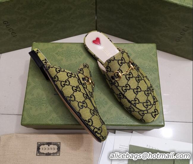 Popular Style Gucci GG Canvas Princetown Slipper with Horsebit 043051 Green 2021