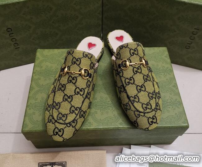 Popular Style Gucci GG Canvas Princetown Slipper with Horsebit 043051 Green 2021