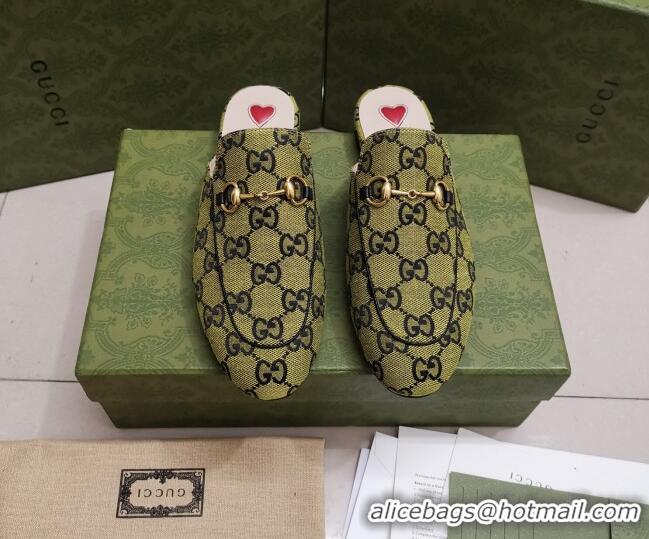 Popular Style Gucci GG Canvas Princetown Slipper with Horsebit 043051 Green 2021