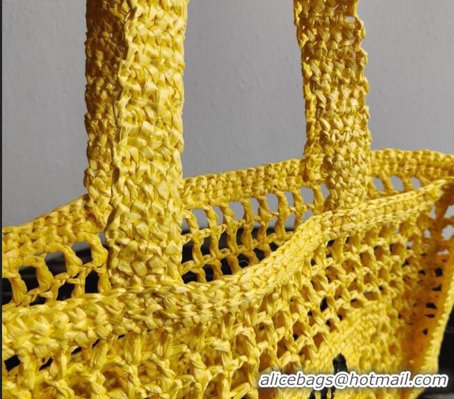 Super Quality Prada Woven Raffia Tote Bag 1BG393 Yellow 2021