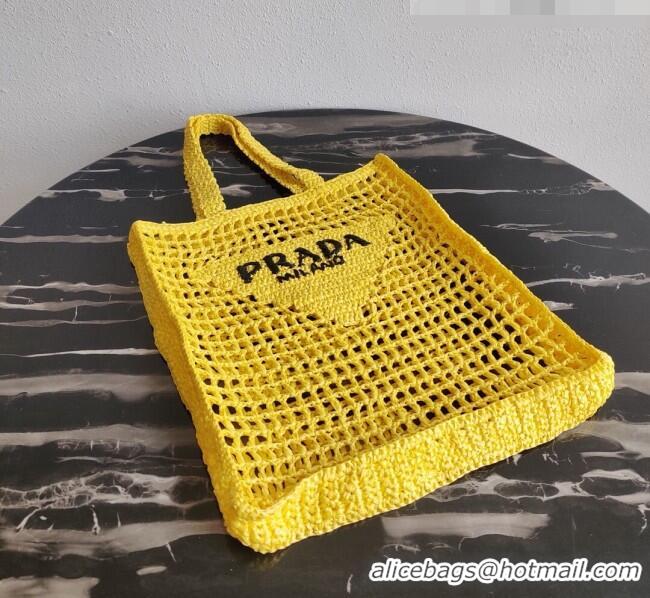 Super Quality Prada Woven Raffia Tote Bag 1BG393 Yellow 2021