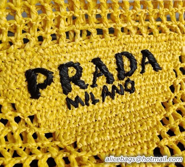 Super Quality Prada Woven Raffia Tote Bag 1BG393 Yellow 2021