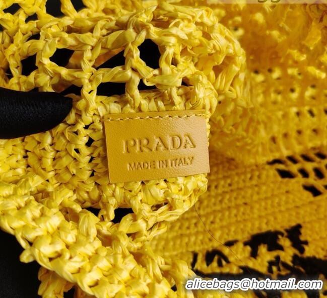 Super Quality Prada Woven Raffia Tote Bag 1BG393 Yellow 2021