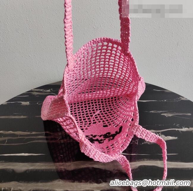 Top Quality Prada Woven Raffia Tote Bag 1BG393 Pink 2021