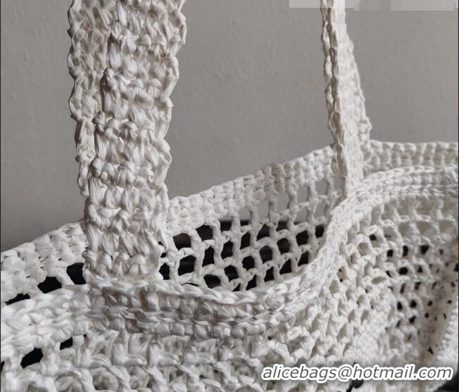 Shop Discount Prada Woven Raffia Tote Bag 1BG393 White 2021