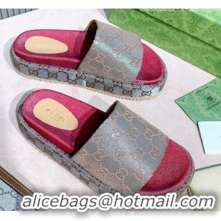 Purchase Gucci GG Canvas Platform Slide Sandal 573018 Grey 2021