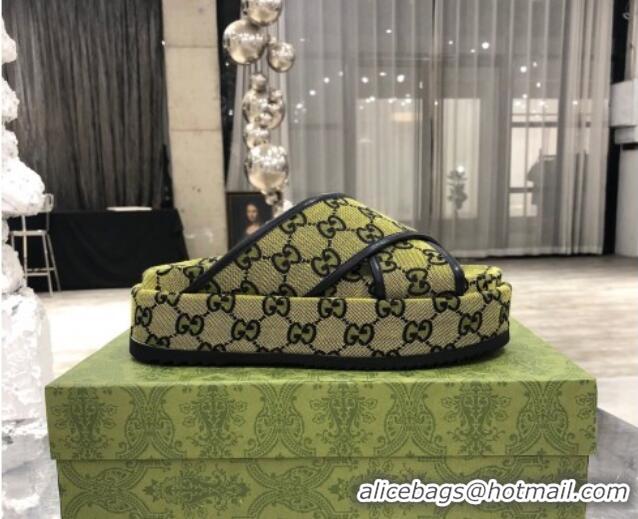 Popular Style Gucci GG Denim Platform Sandal 663666 Kiwi Green 2021