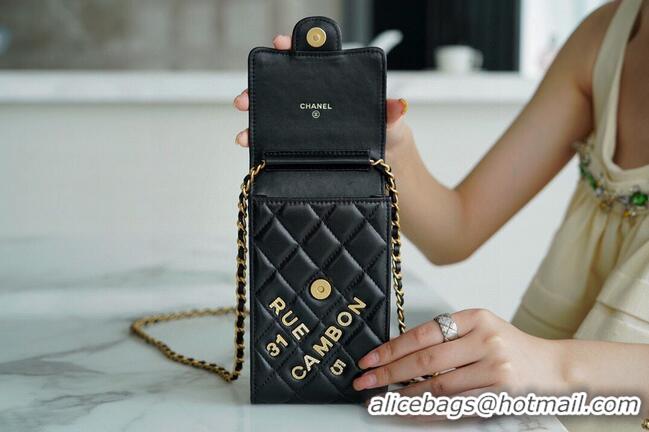 Good Product CHANEL Shoulder Micro Mini Bag On Chain AP2288 Black