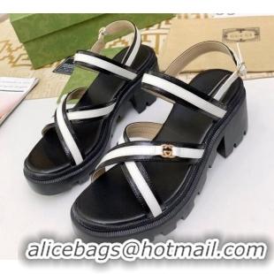 Grade Design Gucci Lug Sole Sandal with Web 050766 Black 2021