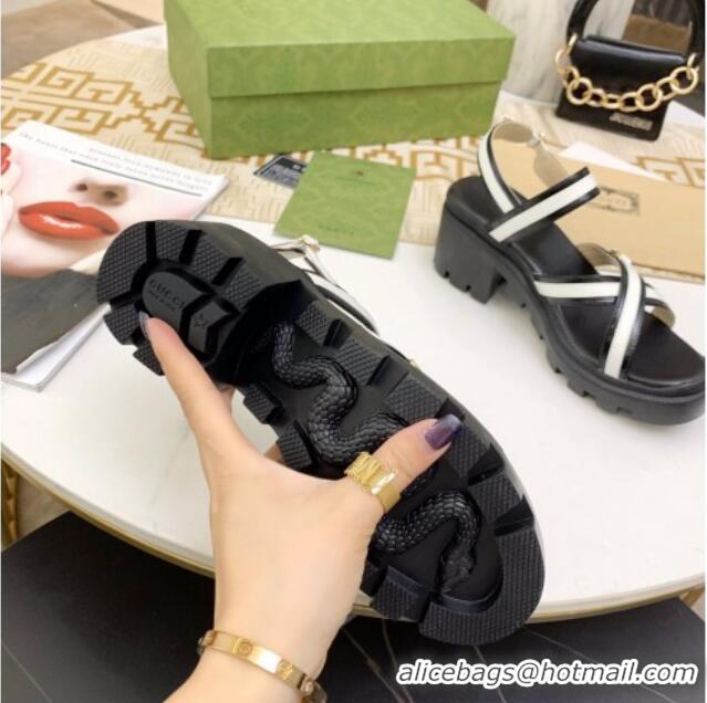 Grade Design Gucci Lug Sole Sandal with Web 050766 Black 2021