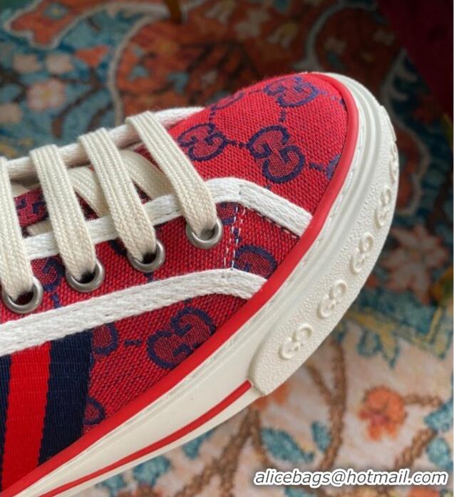 Cheap Price Gucci Tennis 1977 GG Multicolour Low-Top Sneakers 510103 Red