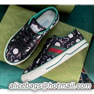 Unique Style Gucci Print Canvas Tennis 1977 Low-Top Sneaker 510108 Black 2021