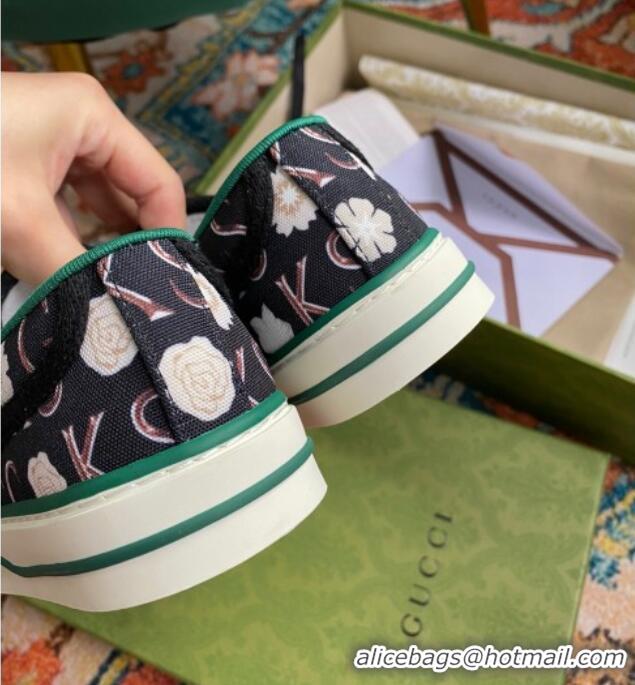 Unique Style Gucci Print Canvas Tennis 1977 Low-Top Sneaker 510108 Black 2021