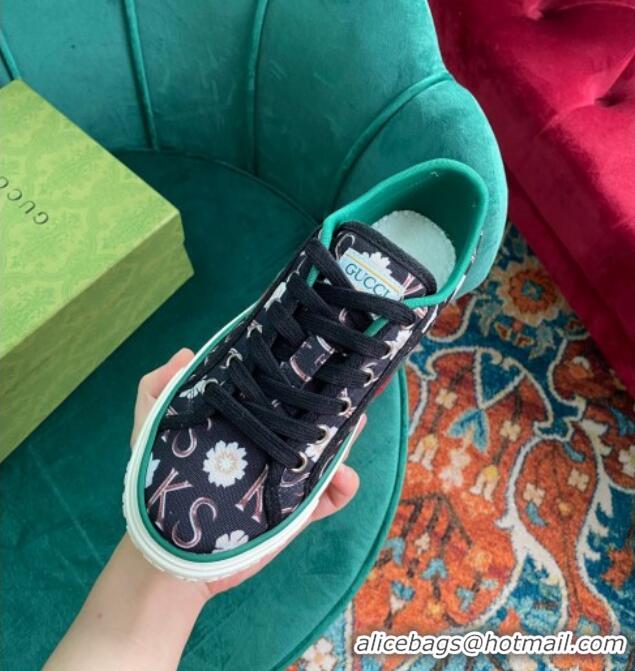 Unique Style Gucci Print Canvas Tennis 1977 Low-Top Sneaker 510108 Black 2021