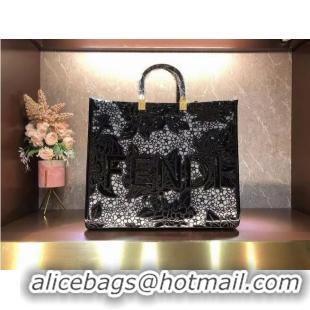 Luxury Classic FENDI LARGE embroidery bag 8BH386AB Black