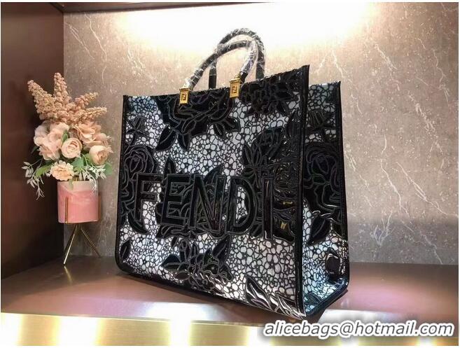 Luxury Classic FENDI LARGE embroidery bag 8BH386AB Black