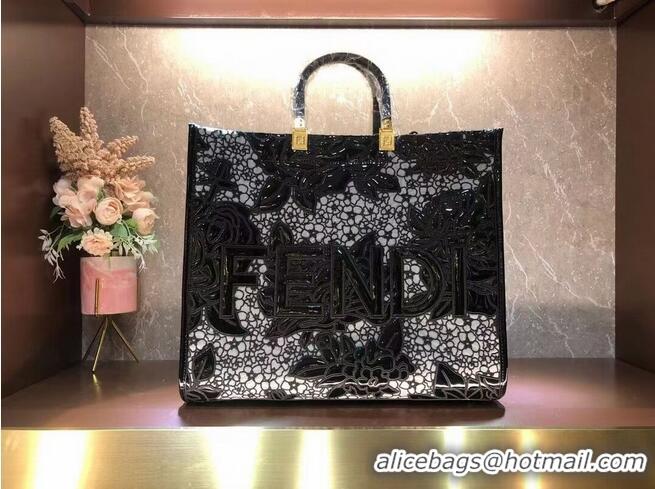 Luxury Classic FENDI LARGE embroidery bag 8BH386AB Black