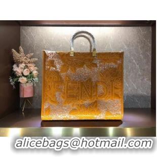 Cheapest FENDI LARGE embroidery bag 8BH386AB yellow