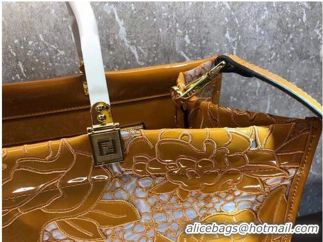 Cheapest FENDI LARGE embroidery bag 8BH386AB yellow