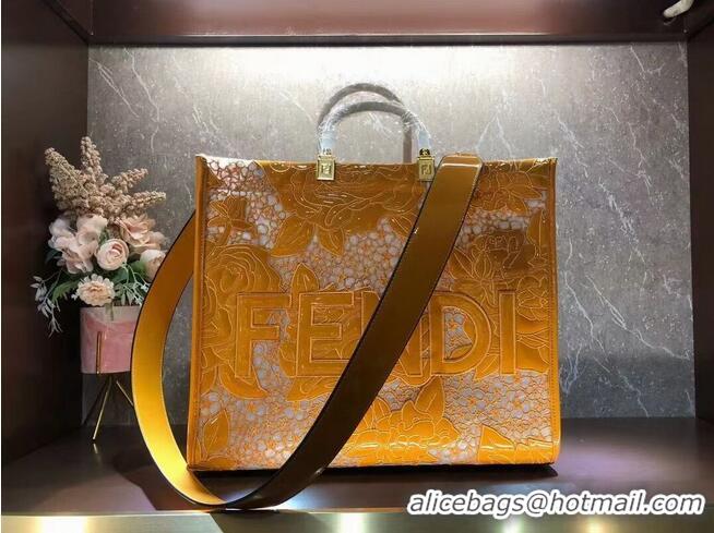 Cheapest FENDI LARGE embroidery bag 8BH386AB yellow