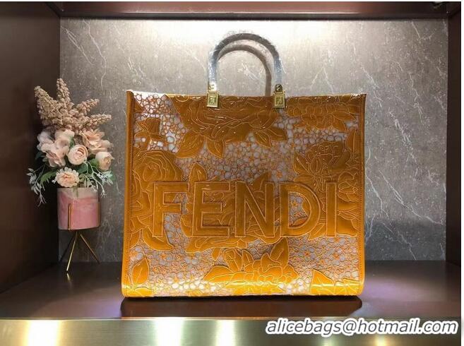 Cheapest FENDI LARGE embroidery bag 8BH386AB yellow