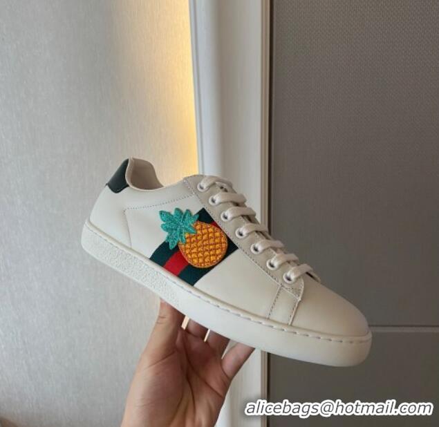 Good Looking Gucci Ace Sneaker with Pineapple 510116 White 2021