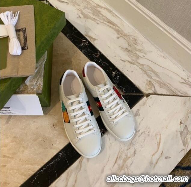 Good Looking Gucci Ace Sneaker with Pineapple 510116 White 2021