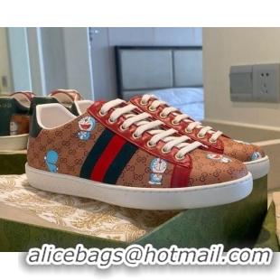 Stylish Doraemon x Gucci Ace Sneaker 0510120 Brown 2021 10