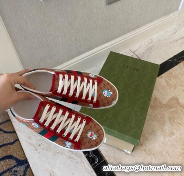 Stylish Doraemon x Gucci Ace Sneaker 0510120 Brown 2021 10