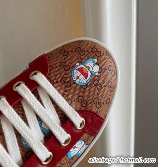 Stylish Doraemon x Gucci Ace Sneaker 0510120 Brown 2021 10