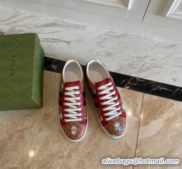 Stylish Doraemon x Gucci Ace Sneaker 0510120 Brown 2021 10