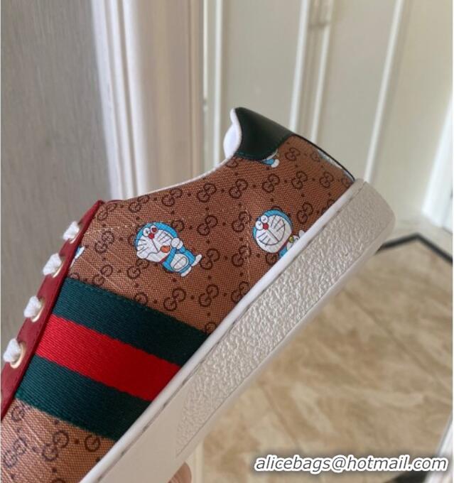 Stylish Doraemon x Gucci Ace Sneaker 0510120 Brown 2021 10